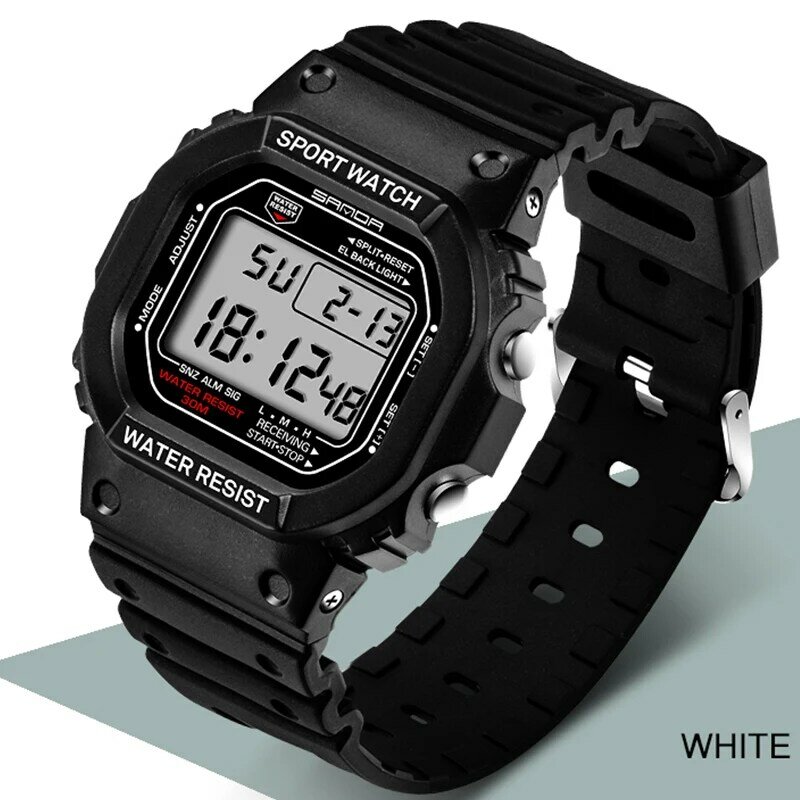 SANDA jam tangan militer Digital LED pria, arloji olahraga luar ruangan, jam tangan elektronik modis