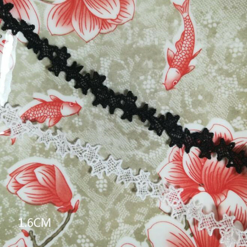 1Yards Embroidery Lace Trim Star Ribbon Cotton White Black Lace Fabric Love Lace Applique Sewing Trimmings dentelle ruban LP11