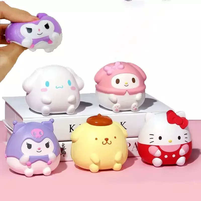 Kawaii Melody dekompresi Sanrio Kuromi Cinnamoroll pereda stres Squishy kartun Anime tangan cubit mainan penyembuhan hadiah untuk anak-anak