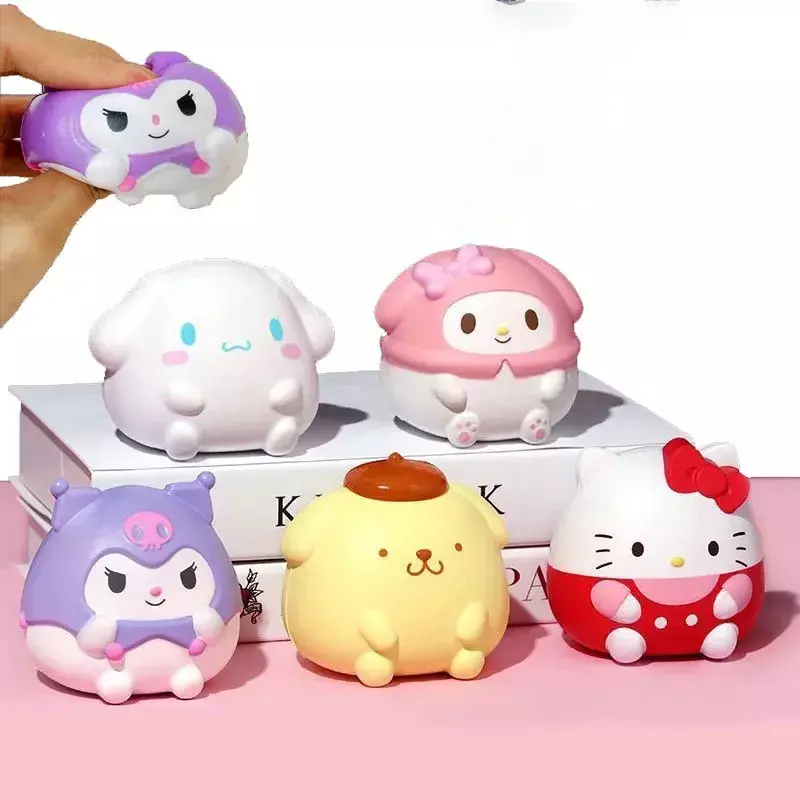 Anime Cartoon Hand Pinch Toy para Crianças, Melodia Kawaii Descompressão, Sanrio Kuromi Cinnamoroll, Alívio do Estresse, Squishy, Presente de Cura