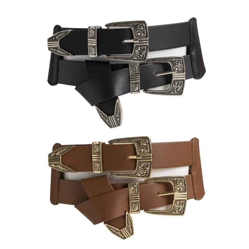 Cinturón cuero PU Durablity, cinturón cintura longitud ajustable para niña y mujer, cinturón decorativo para abrigo,