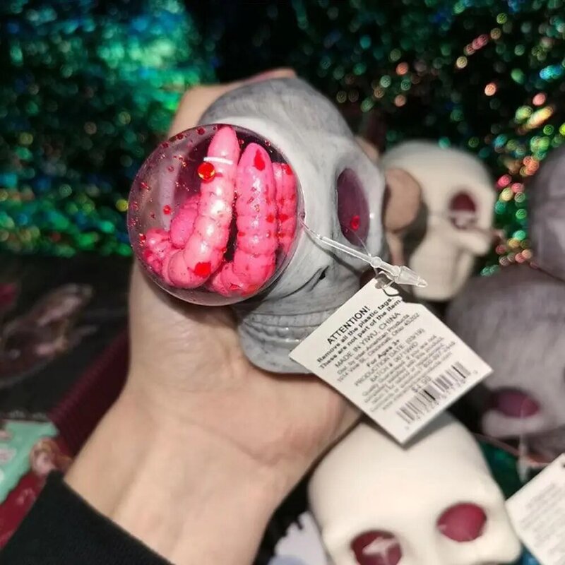 Fidget Skull Squeeze Ball Candy Bag Filler Enge Sensorische Gothic Pinch Skull Head Gothic Tpr Skull Vent Vent Speelgoed Kinderen Speelgoed