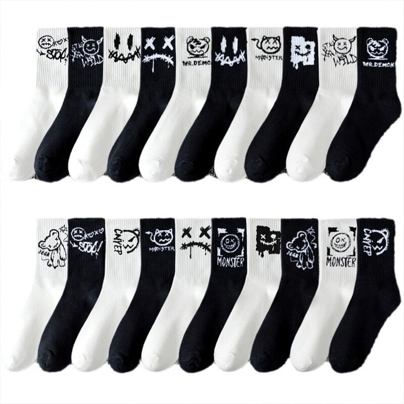 10 Stuks Heren Sokken Mid Length Sokken Hip Hop Sport Sokken Voor Mannen Ademende Zweetwicking Veelzijdige Sokken