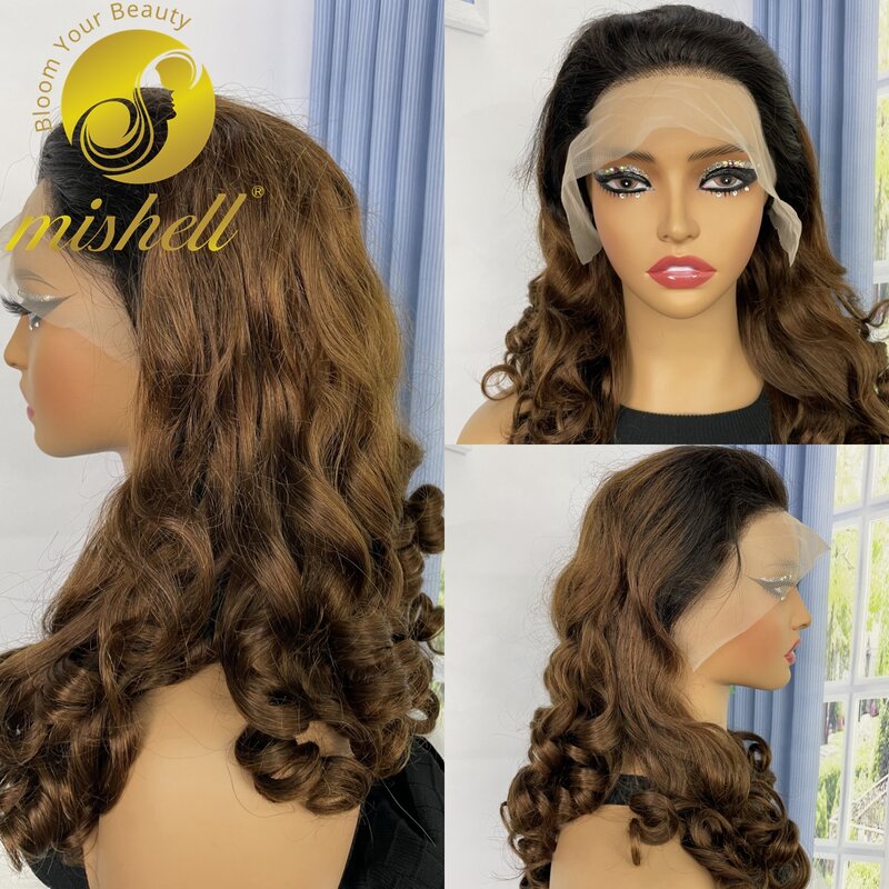 300% Density Loose Deep Wave Lace Frontal Wig 13x4 HD Transparent Bouncy Curly Human Hair Wig 24inch for Women Preplucked Remy