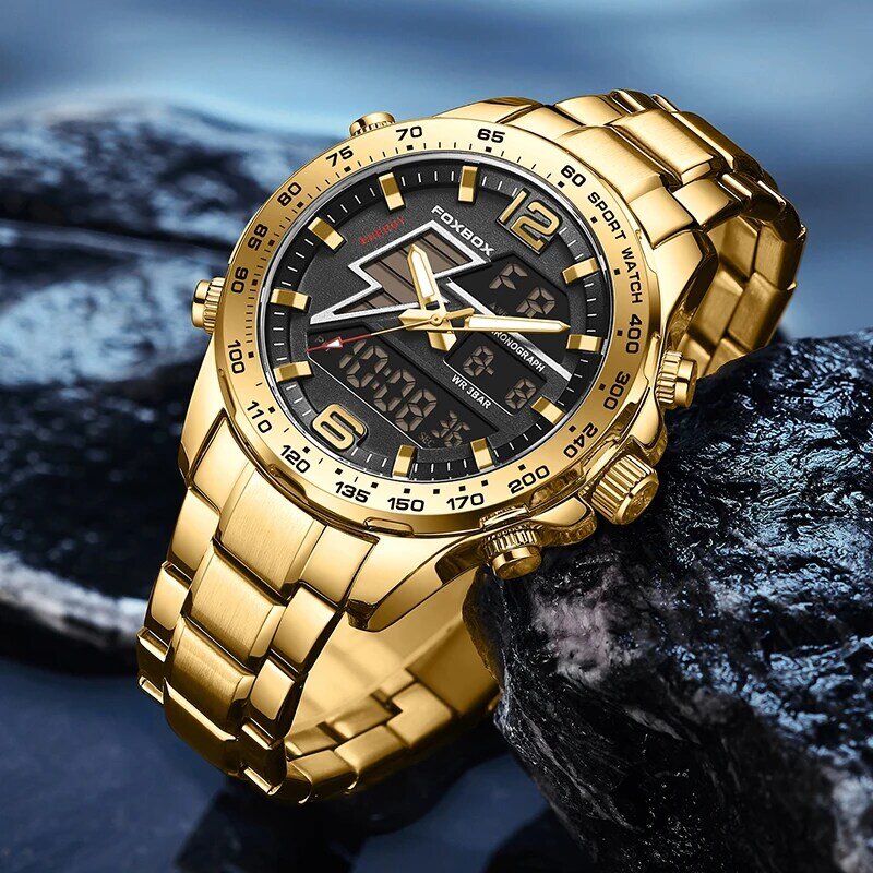 LIGE nowy podwójny wyświetlacz męskie zegarki na rękę świecący sportowe męskie zegarek wodoodporny wojskowy kwarcowy męski zegar Relogio Masculino 2023