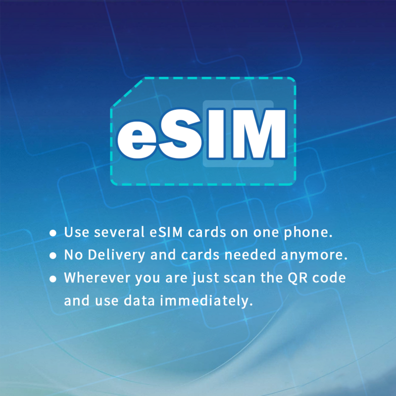 고속 데이터 무제한 지지대 eSIM 카드, 중국 SIM 카드, 1-15 일 4G LTE