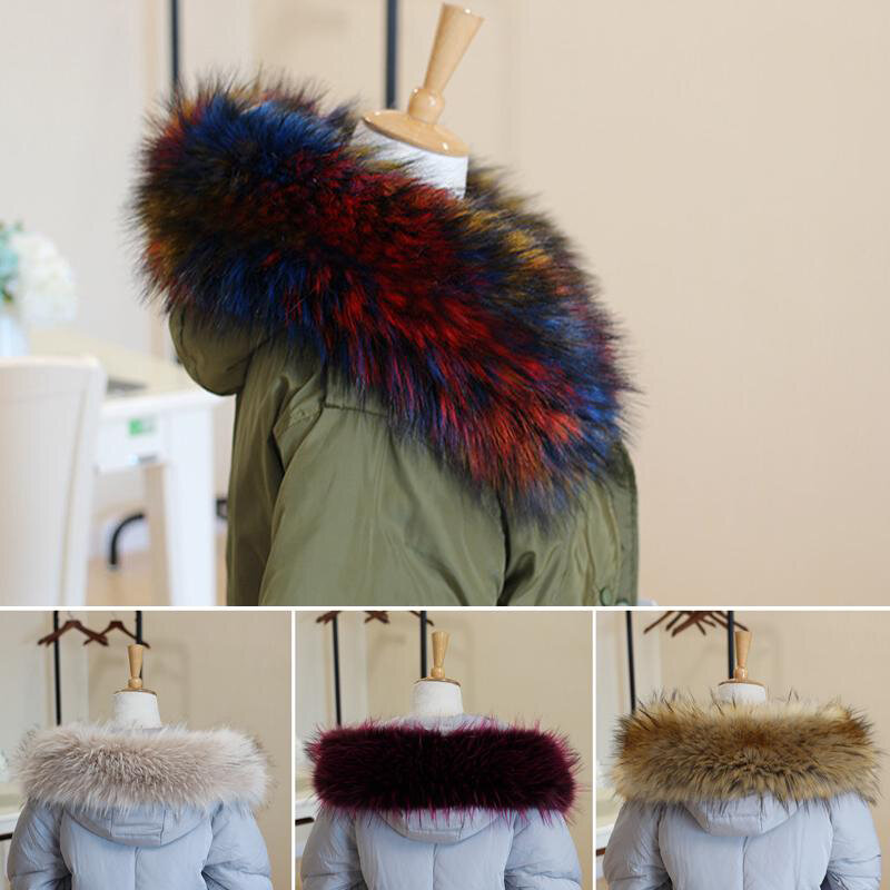 Women Neckerchief Scarves Faux Fur Collar Fluffy Collar Warm Wrap Shawl Winter Warm Coat Accessories Fur Scarf Thicken Plush