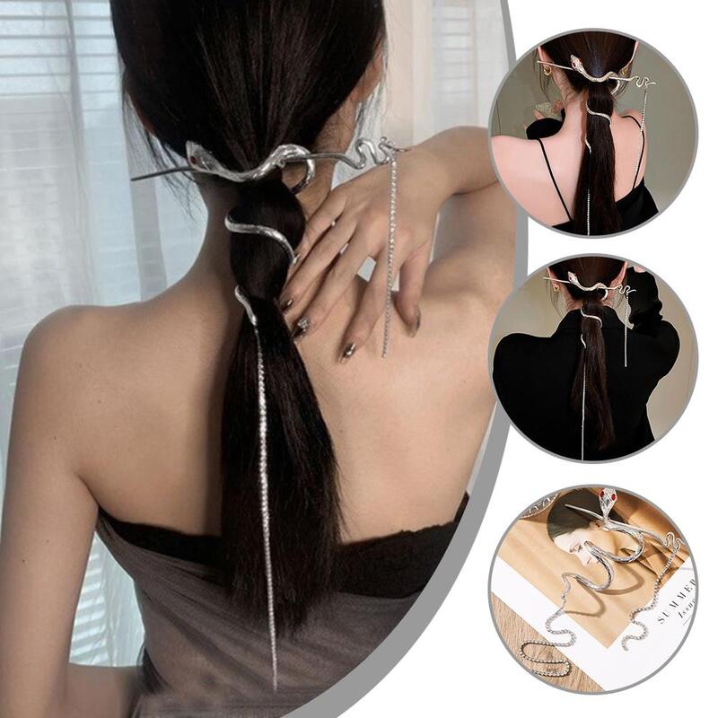 Coreano nuovo elegante avvolgimento a forma di serpente strass nappa lampeggiante diamante fermaglio per capelli tornante copricapo accessori per capelli per L0Y3