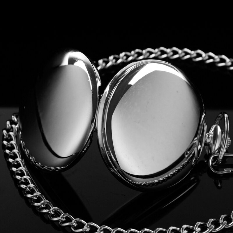 Jam tangan saku Quartz kalung perak klasik, jam tangan rantai Pria Wanita modis kasual Jam hadiah CF1902