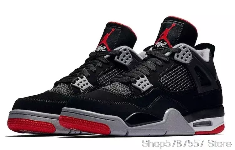 Nike Air Jordan 4 Retro Bred Men's Basketball Shoes Original High Top Jordan Sneakers Basketball Shoes Men Women  308497-06
