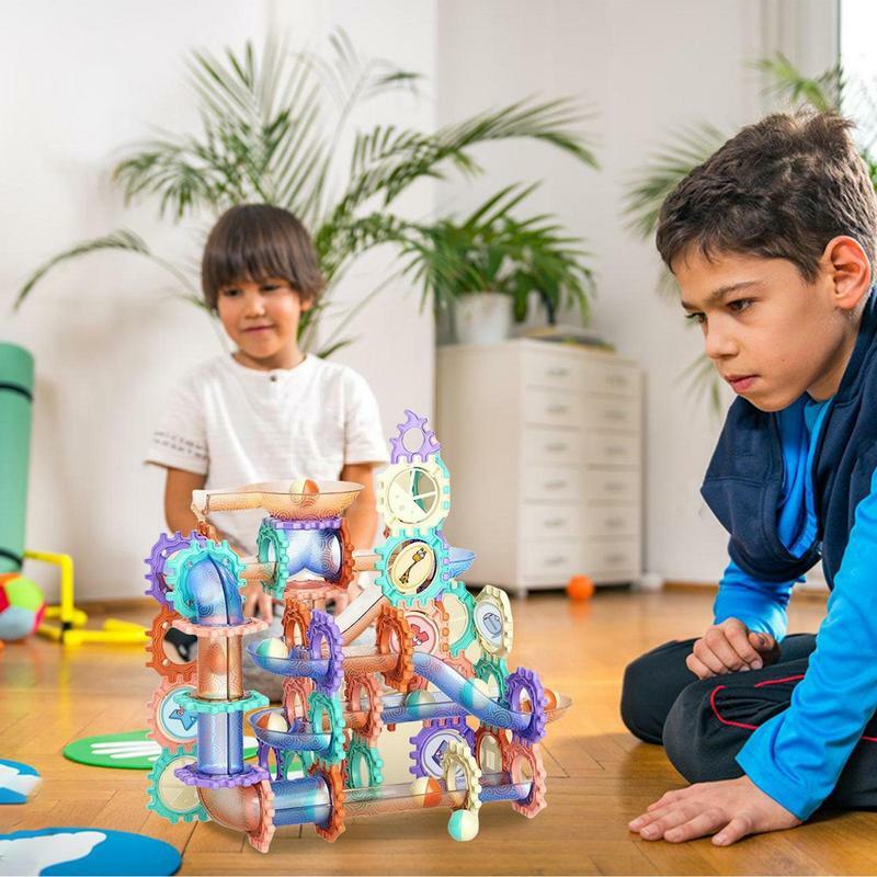Montessori STEM Aprendizagem Construção Brinquedo para Crianças, Trilha De Mármore Durável, Construção De Blocos De Construção De Alta Qualidade