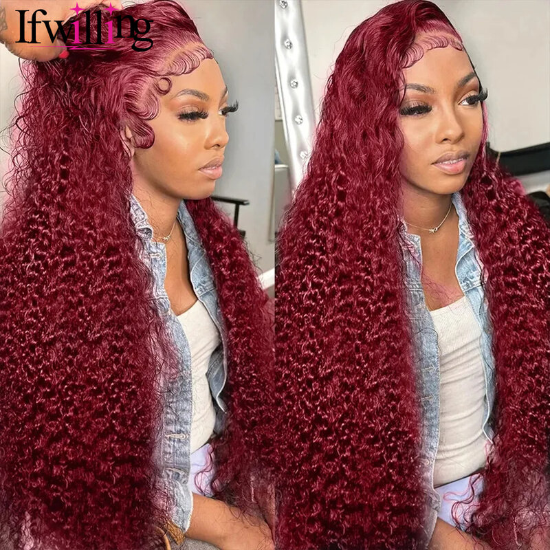 Burgundy 13x6 HD Lace Frontal Human Hair Wig Deep Wave Wig Human Hair 99j HD Lace Frontal Wig 13x6 Colored Human Hair Wigs