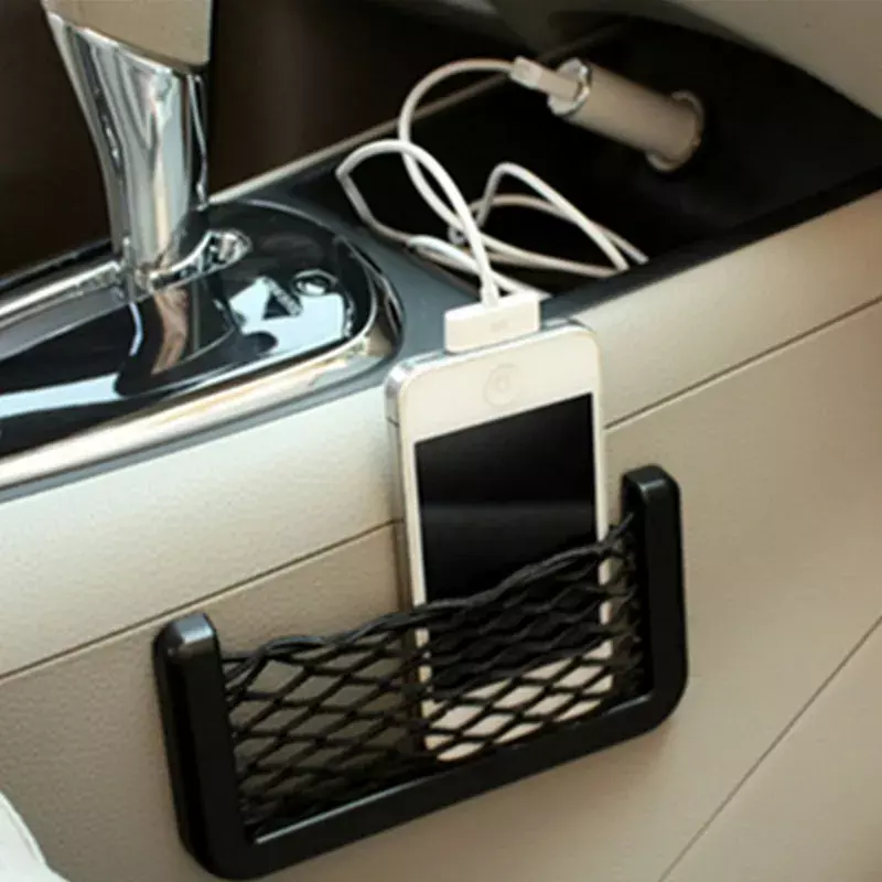 1 pz/2 pz Car Organizer Storage Bag Auto Paste Net Pocket Phone Holder accessori per Auto 20*8CM 8*15CM universale