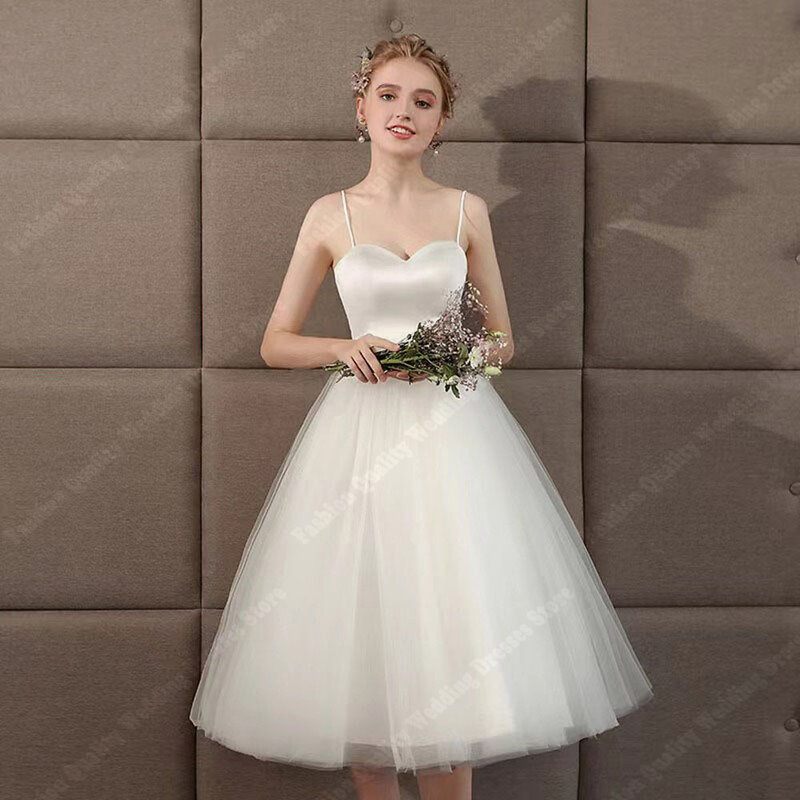 2024 Grace Women Short Mini Wedding Dresses Vintage Tulle A-Line Bridal Gowns Bright Fabric Design Princess Vestidos De Novias