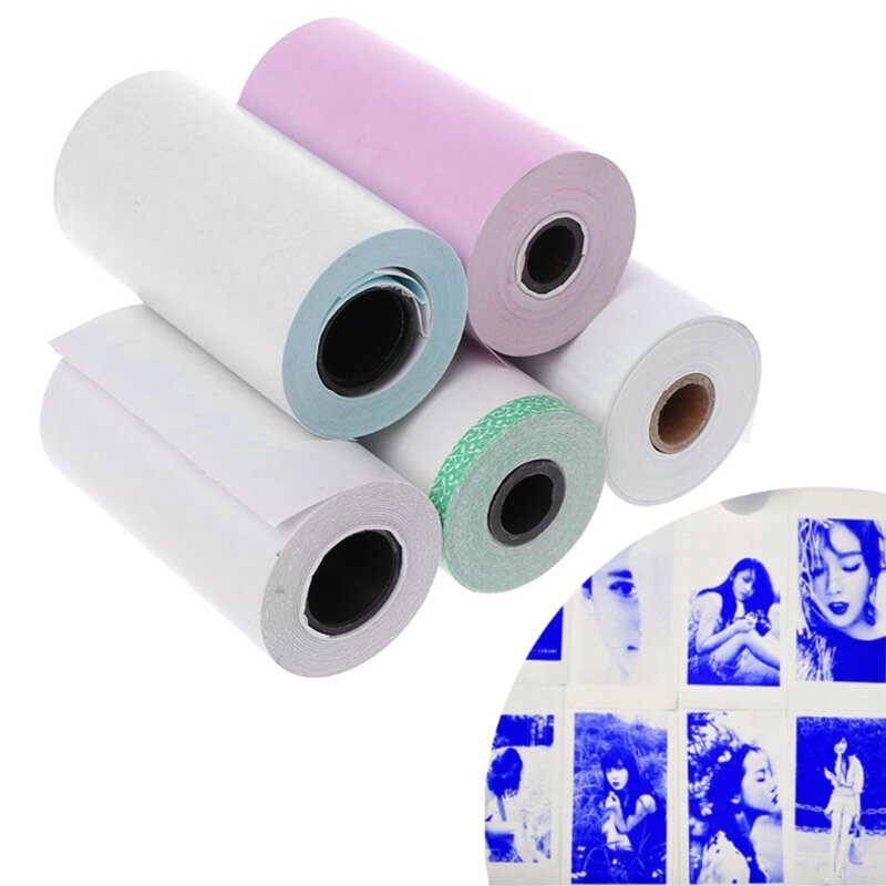 Mini rolo adesivo para impressão papel fotográfico, impressoras térmicas, impressão transparente, manchas-P