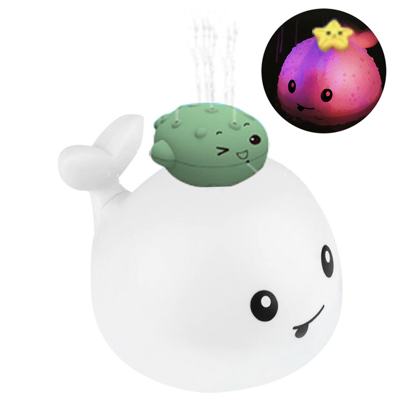 Mainan Mandi Bayi Sprinkler Air Bola Berkedip Paus Kartun Listrik Mainan LED Mainan Bola Sprinkler Mandi Bayi Mainan Anak-anak