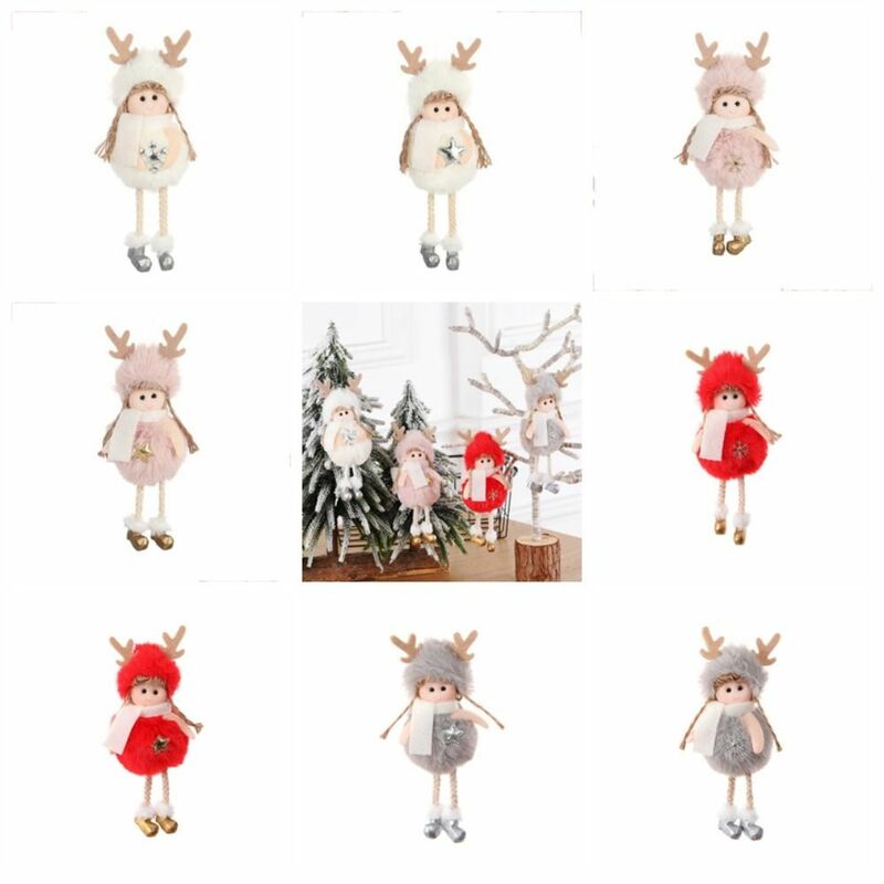 Adornos colgantes de felpa para árbol de Navidad, muñeco de Ángel, falda de gasa de felpa, decoración del hogar