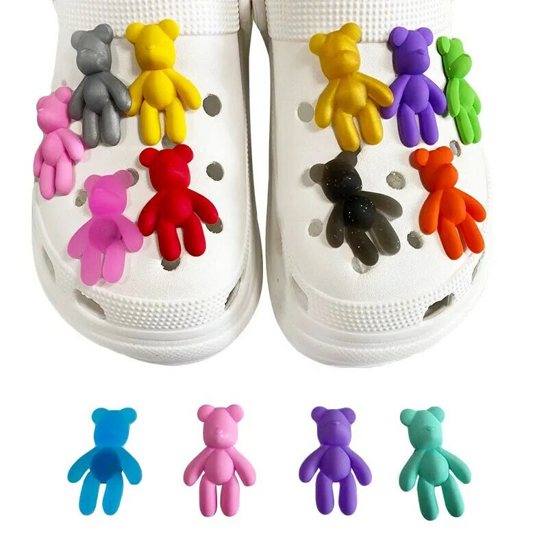Разноцветная Пряжка для обуви в виде медведя из ПВХ, подвески, аксессуары, украшения для сандалий, кроссовок, забивных булавок, сумки, искусственный подарок для детей