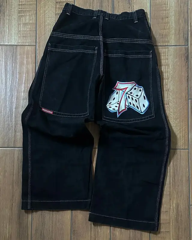 Streetwear Jeans a gamba larga uomo donna Y2K Hip Hop Harajuku pantaloni in Denim ricamato di alta qualità pantaloni larghi Casual estetici