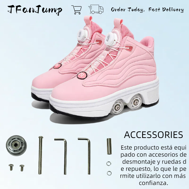 TFanJump-zapatillas de Skate con 4 ruedas para niños y niñas, zapatos de moda para exteriores, regalos para niños, novedad