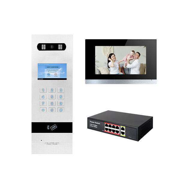 IP-домофон, интерком для квартиры, 8 квартир, IP-видеодомофон может работать без внутреннего экрана