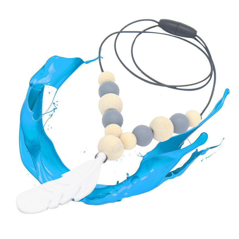 Pendentif d'allaitement en silicone TeWindsor pour bébé, jouet à mâcher, collier de dentition en plumes, sucette pour bébé, sécurité sanitaire