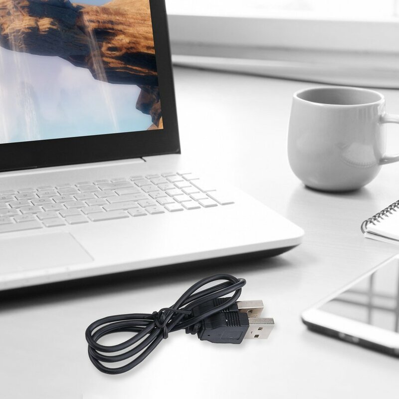 USB 2.0 macho para macho alta velocidade transferência extensão conector, preto cabo de dados, conectores de cabo para PC, telefone inteligente, 400mm, L