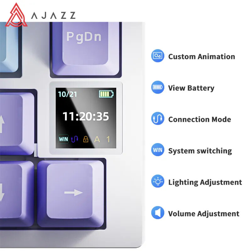 Ajazz AK820 tastiera meccanica da gioco 82 tasti cablata Bluetooth 2.4GHz tastiera da gioco Wireless guarnizione personalizzata per Pc portatile