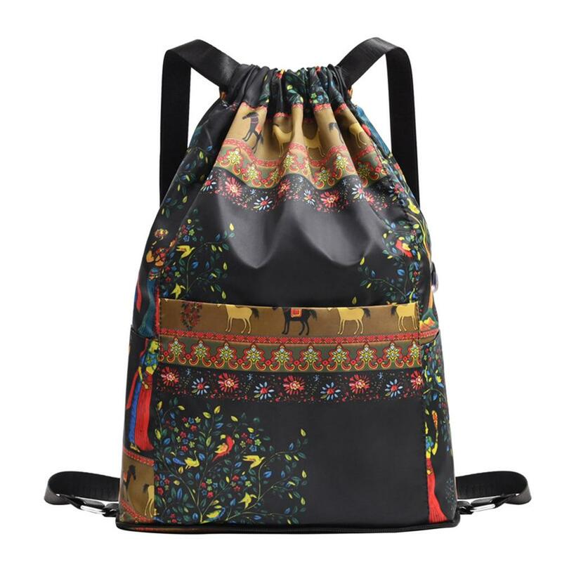 Waterproof Nylon Oxford Bag Sport Gym Bag Drawstring Backpack Swimming Sack Bags Fitness Outdoor BasketbalL Shopping Travel H1R4