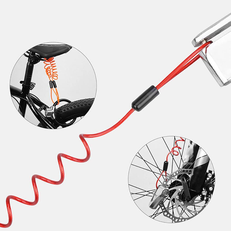 120cm Alarm Disc Lock Security Anti Thief Motorbike Motorcycle Wheel Disc Brake alarm lock & bag and Reminder Spring Cable
