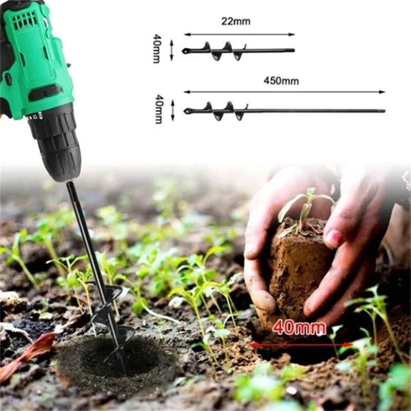 Garden Auger Spiral Drill Bit Gardening Flower Planter Earth Drill Planting Hole Digger Tool Loose Soil Drill Bit Accessories