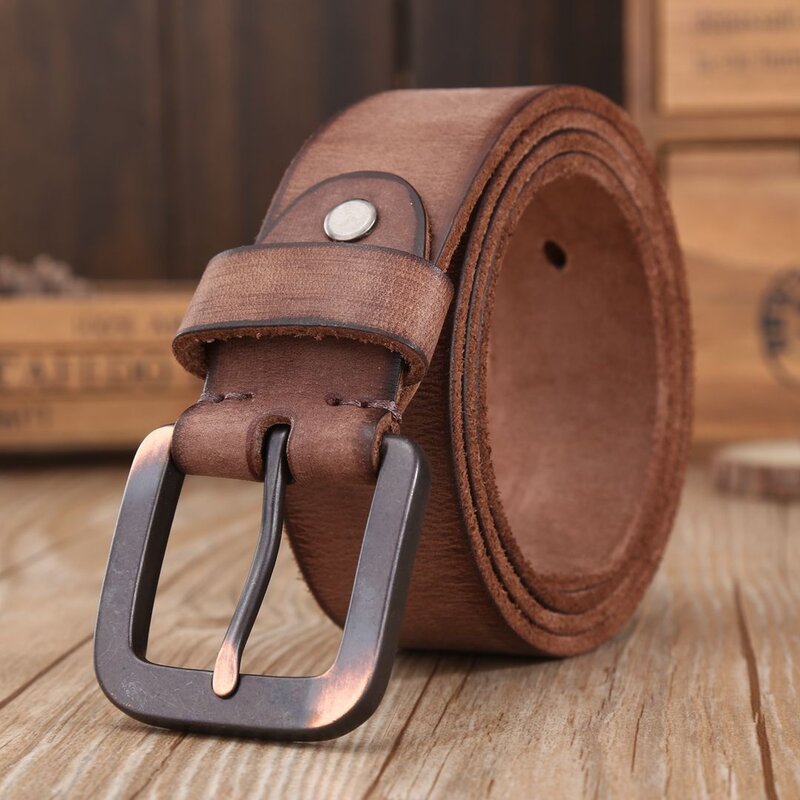 Imported first layer cattle belt washed leather vintage leather belt for men and women
