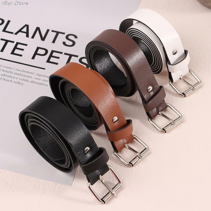 Cinturón de cuero con hebilla circular de Metal para mujer, cinturón decorativo de 100CM, accesorios de ropa, 1 unidad