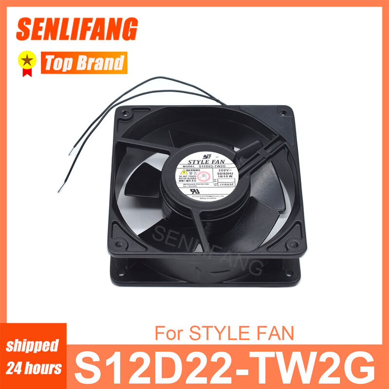 S12D22-TW2G 12CM Cooler For STYLE FAN 200V 12038 12CM Metal Frame Cooling Fan 50/60Hz 16/15W 2Lines Working