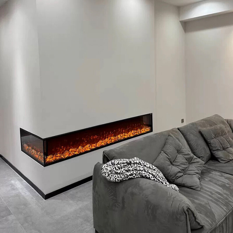 Soporte decorativo para chimenea de 65 pulgadas, calefactor eléctrico con llamas quemadas de 220v, venta al por mayor