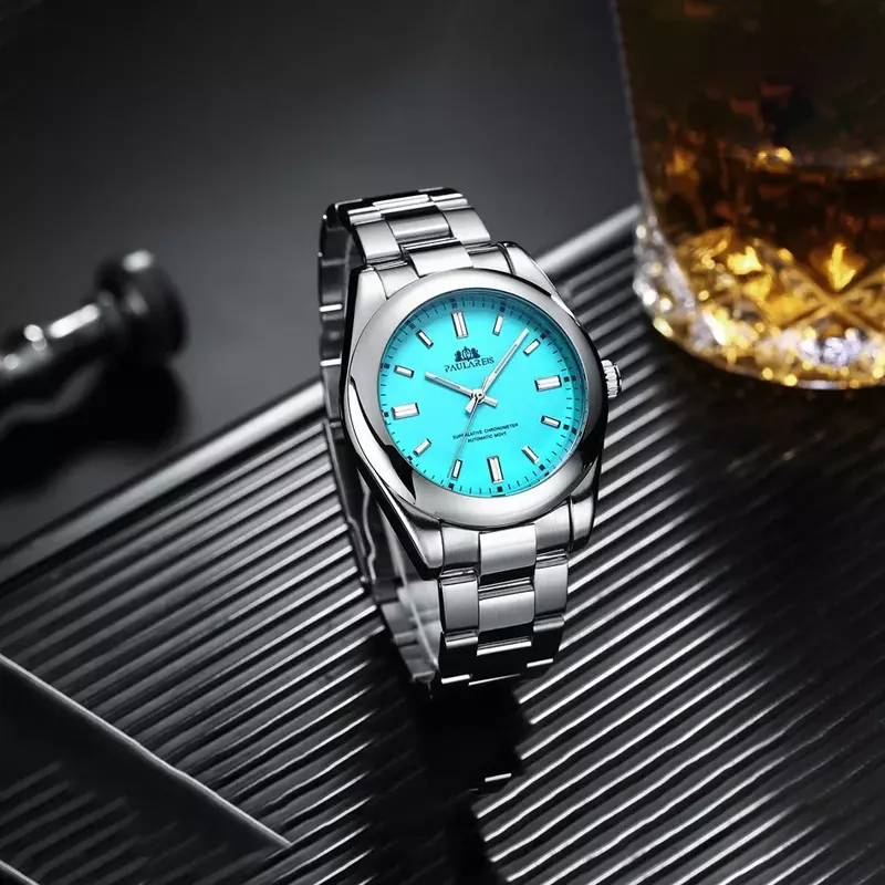 2024 PAULAREIS jam tangan pria jam tangan pria mekanis otomatis mewah jam tangan pria kedap air bercahaya baja tahan karat kuning jam tangan olahraga