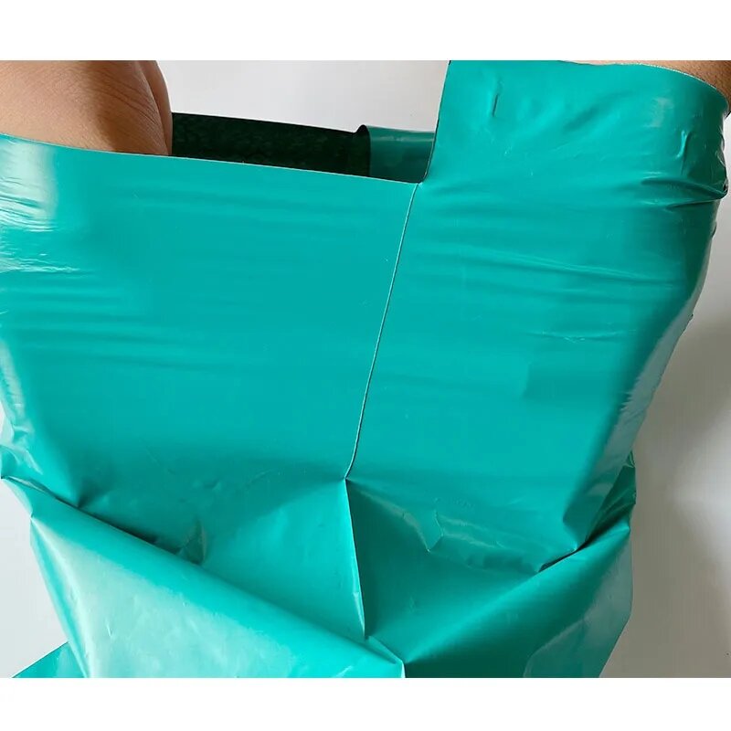 Correio plástico saco verde, sacos de embalagem expressa, engrossar roupas, sacos de correio impermeável, auto selo, bolsa envelope, 50pcs, Pack