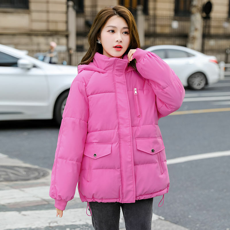 2023 New Women Down Cotton Coat Winter Jacket Female Short Parkas Loose Thick Warm Outwear Leisure Time Hooded Overcoat
