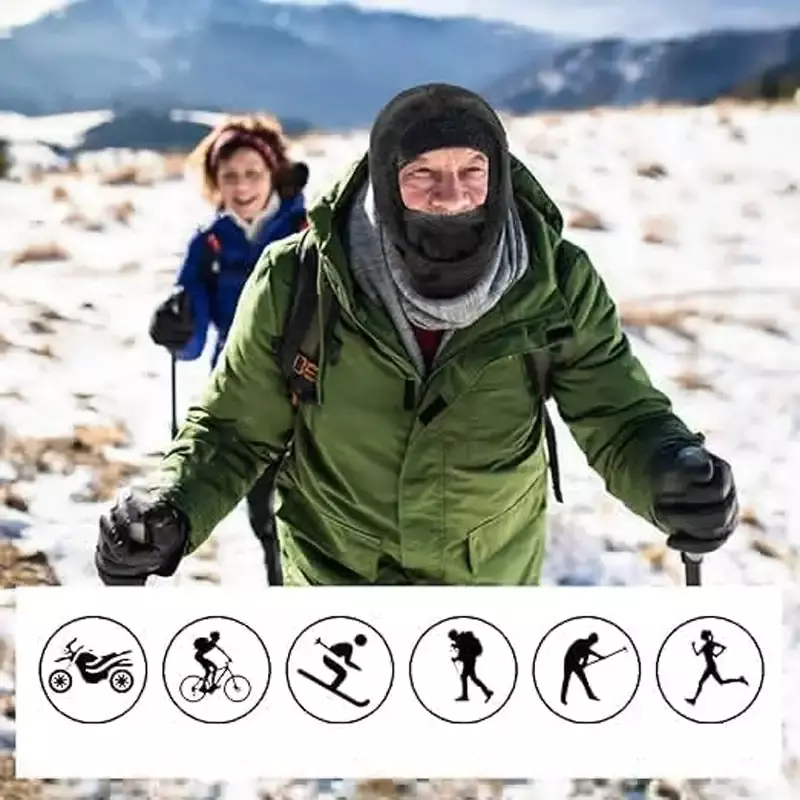 Balaclava de alto velo polar para homens e mulheres, boné de esqui à prova de vento, máscaras faciais, gorros, chapéu de pelúcia quente, inverno