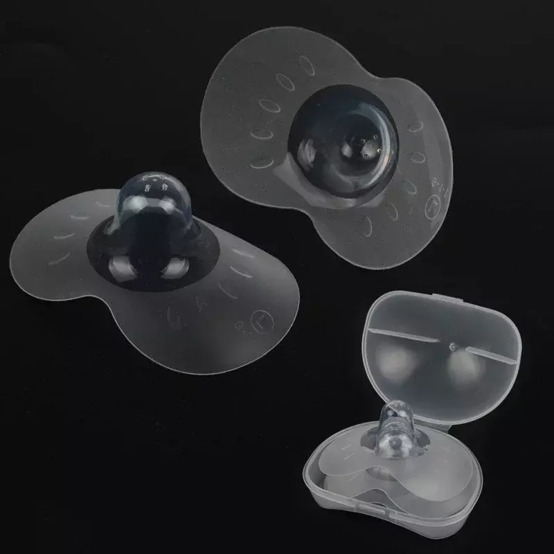 2Pcs Silicone Nipple Protectors Feeding Mothers Nipple Protection Cover Breastfeeding With Clear Carrying Case