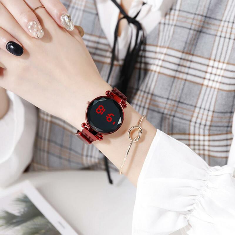 Reloj de pulsera con esfera redonda para mujer, reloj electrónico con pantalla táctil, Luz LED nocturna, marca de lujo