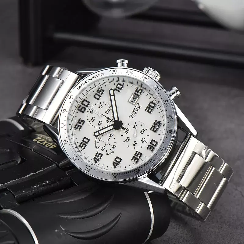 Relógios de pulso de luxo para homens, CARRERA Cronógrafo, Data Automática, Strap Aço, Boa Qualidade, AAA Relógio, Marca Original, Design de Moda