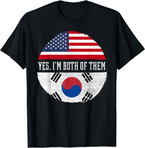 Bandeira EUA T-Shirt Presente, Meio Americano, Metade Coréia do Sul DNA, S-3XL, Novo