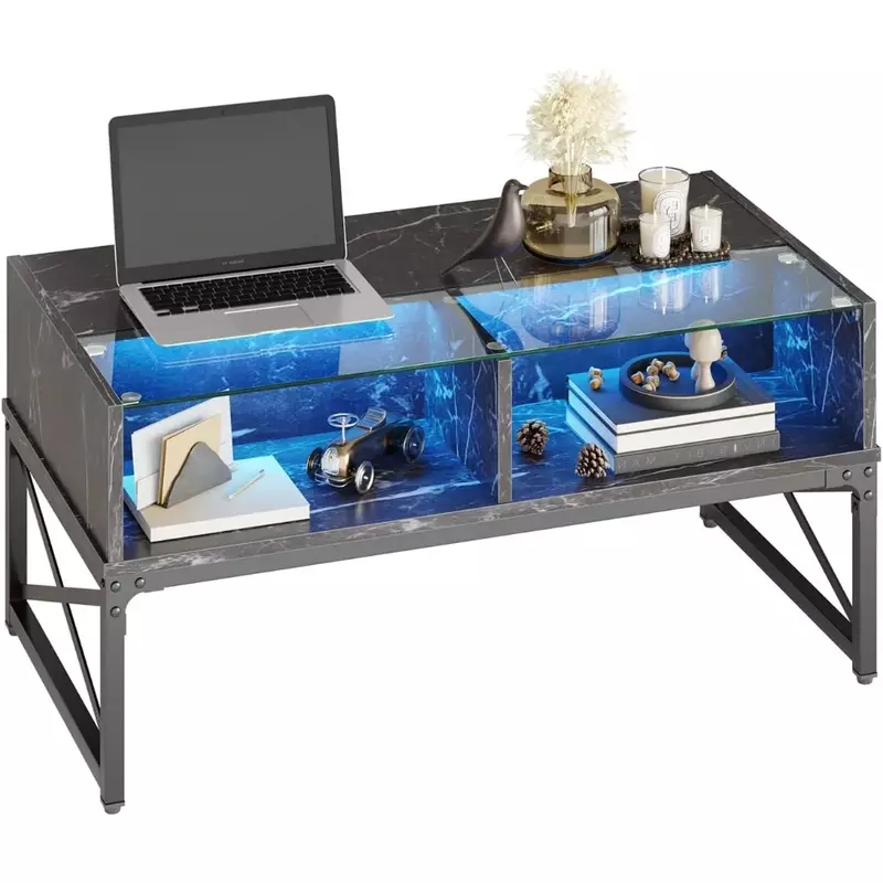 LED Coffee Table, 42 Inch Large Living Room Center Tables, Smart Gaming Tea Tables for Home Office, Coffee Table