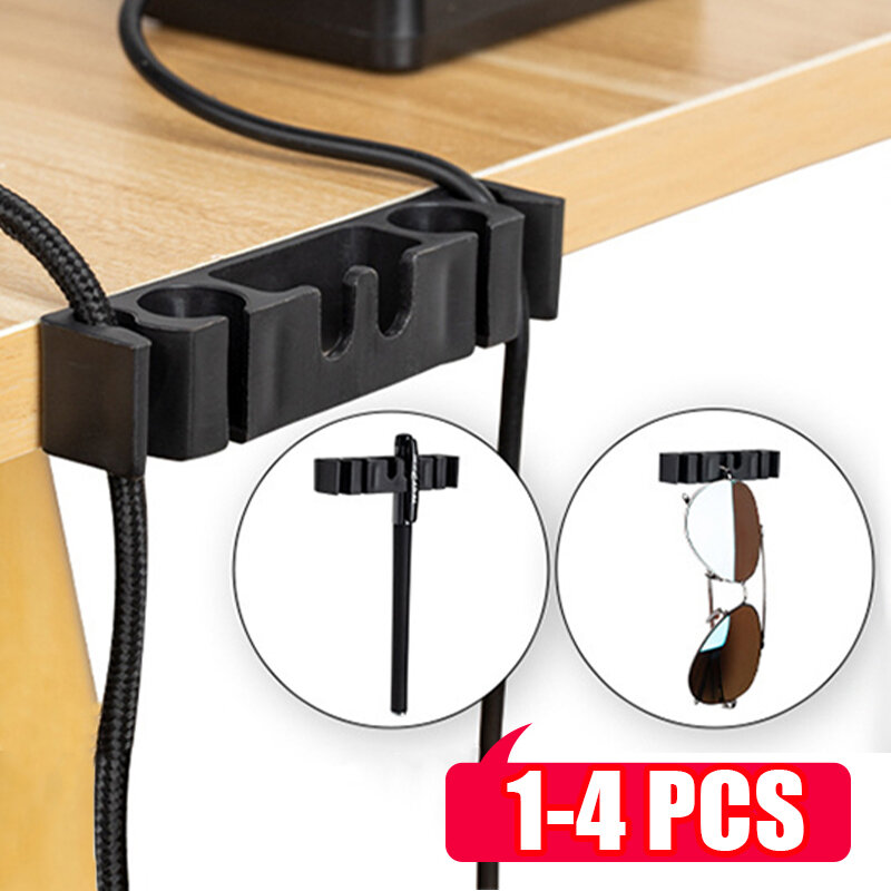 Cable Organizer Management Wire Holder desk clean Tidy Clips 4 hole hook for data charger cable earphone wire appliance