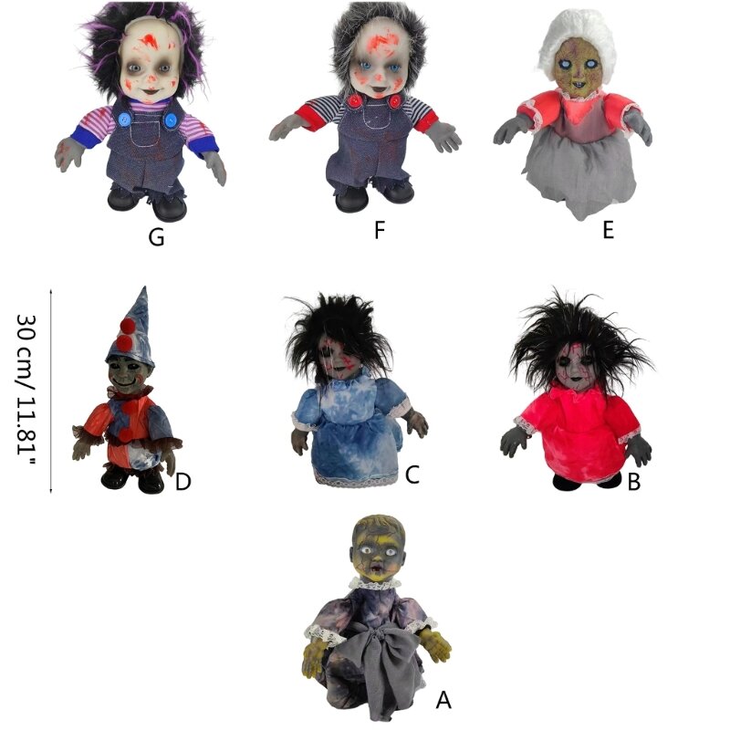Halloween GhostDoll Listrik Boneka Menggeliat Mengerikan Spoof Toy Doll Dekorasi Liburan Musiman Kontrol Suara WalkingGhost