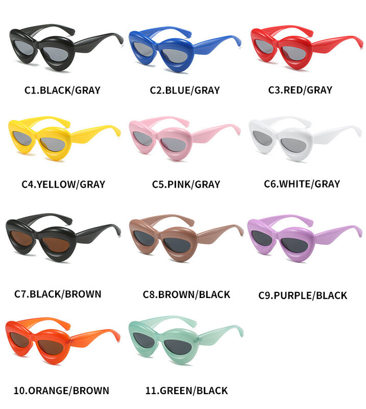 Desinger-gafas de sol de estilo Punk para mujer, lentes de sol con sombra de labios anchos, a la moda, Ojos de gato pequeños, geniales