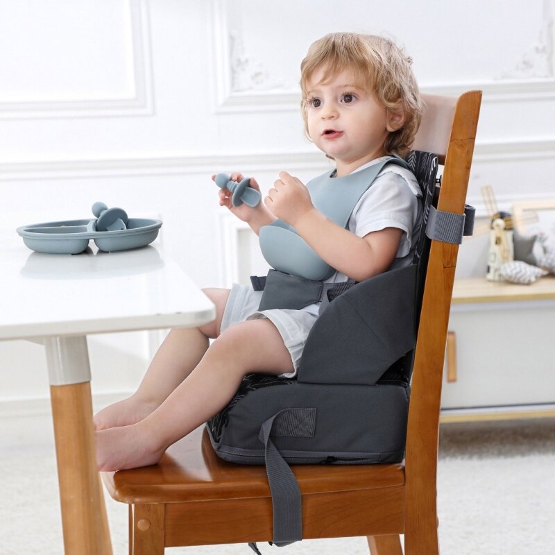 K5DD Съемные сиденья-подушки для малышей с ремнем для обеденных стульев, увеличивающей подушкой Мягкая удобная нескользящая