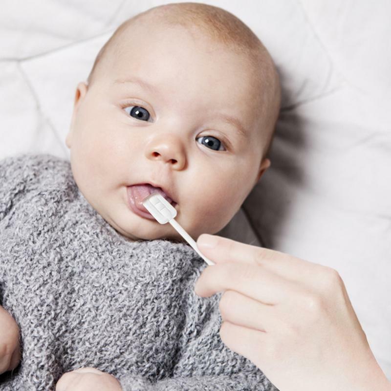 아기 거즈 혀 클리너, 일회용 아기 칫솔, 휴대용 구강 거즈 껌 클리너, 유연한 칫솔, 30 개