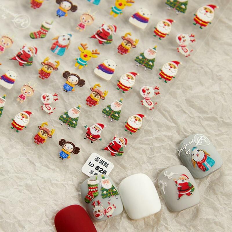 Nail Art Accessory Festive 3d Christmas Nail Stickers Cute Snowflake Snowman Designs for Diy Crafts Nail for Nails for Christmas
